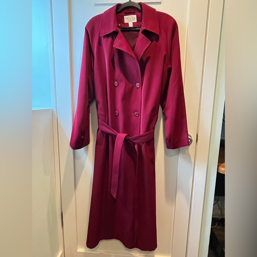Talbots trench/raincoat - full length. Burgundy. Wool-lined. Size 16.